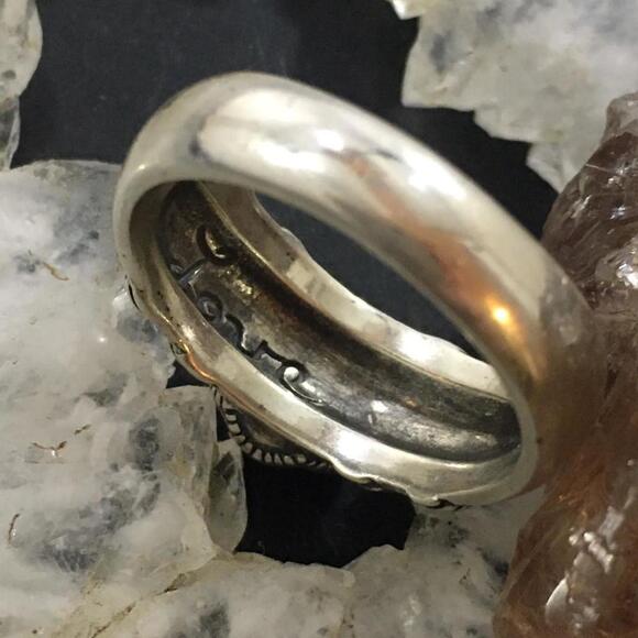 Carolyn Pollack Vintage Sterling Silver Round Rhodonite Decorated Ring For Women - Picture 7 of 10